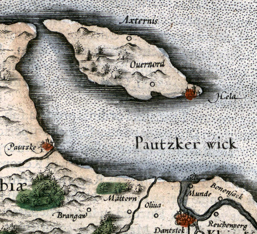 Ausschnitt aus der Preußenkarte von Mercator (1595)
